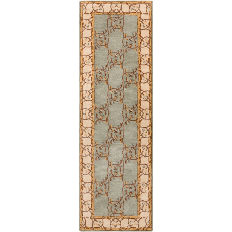 Hand tufted Calhoun Traditional Floral Wool Slate Gray Area Rug - 2'6" x 8' Runner