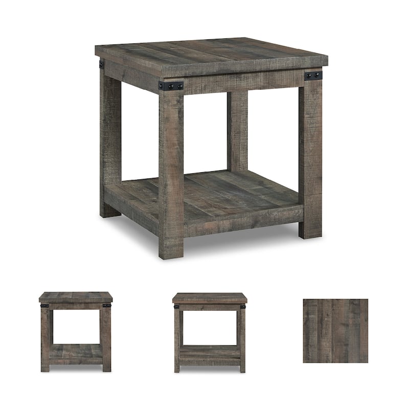 Signature Design by Ashley Hollum Rustic Brown End Table - 24"W x 24"D x 24"H