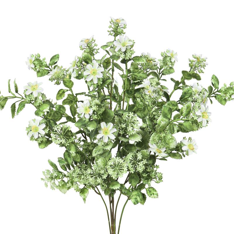Set of 2 White Artificial WIld Daisy Greenery Flower Stem Bush Bouquet 20in - 20" L x 11" W x 11" DP