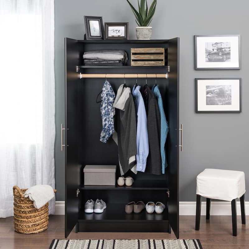 Prepac Elite Armoire Wardrobe Closet Cabinet with Hanging Rail