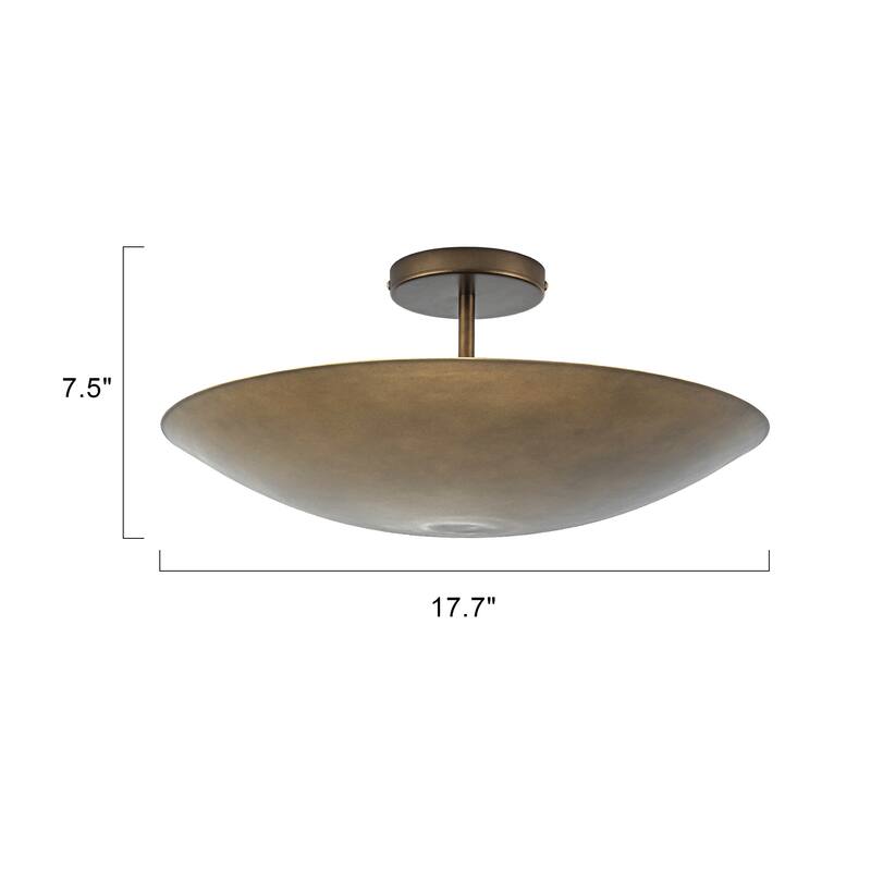 Vintage 4-Light Antique Brass Semi-Flush Mount Ceiling Light - Antique Brass - 17.7-in W x 7.5-in H