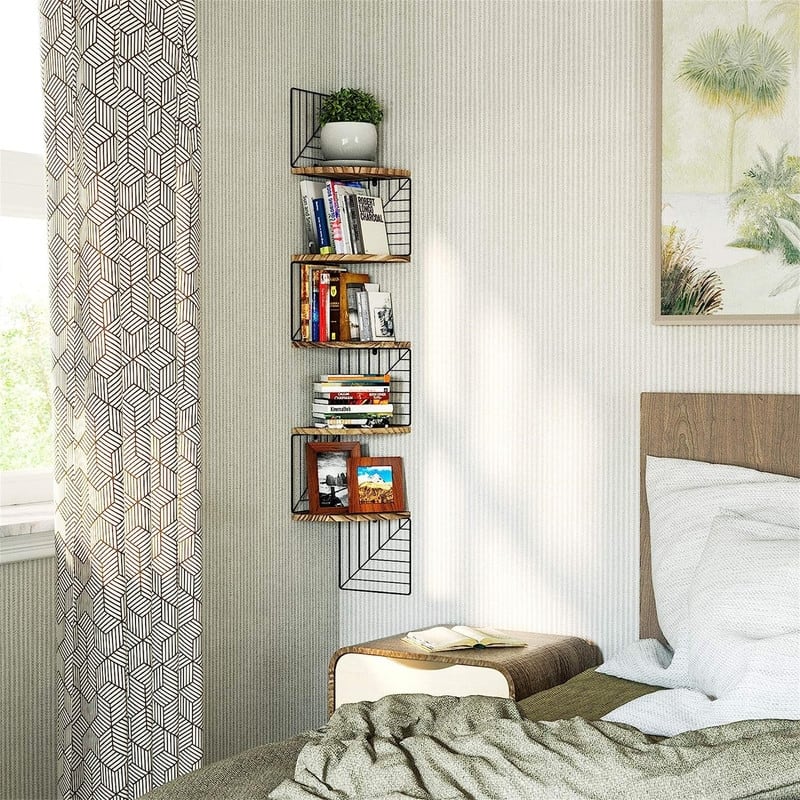 Corner Shelf Wall Mount of 5 Tier - 7.87"D x 7.87"W x 51.18"H
