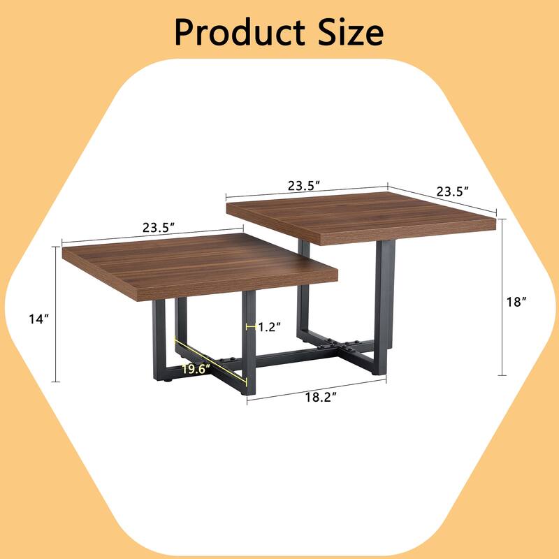 47" MDF Modern Coffee Table with Dark Wood Grain and Two-Tier Design