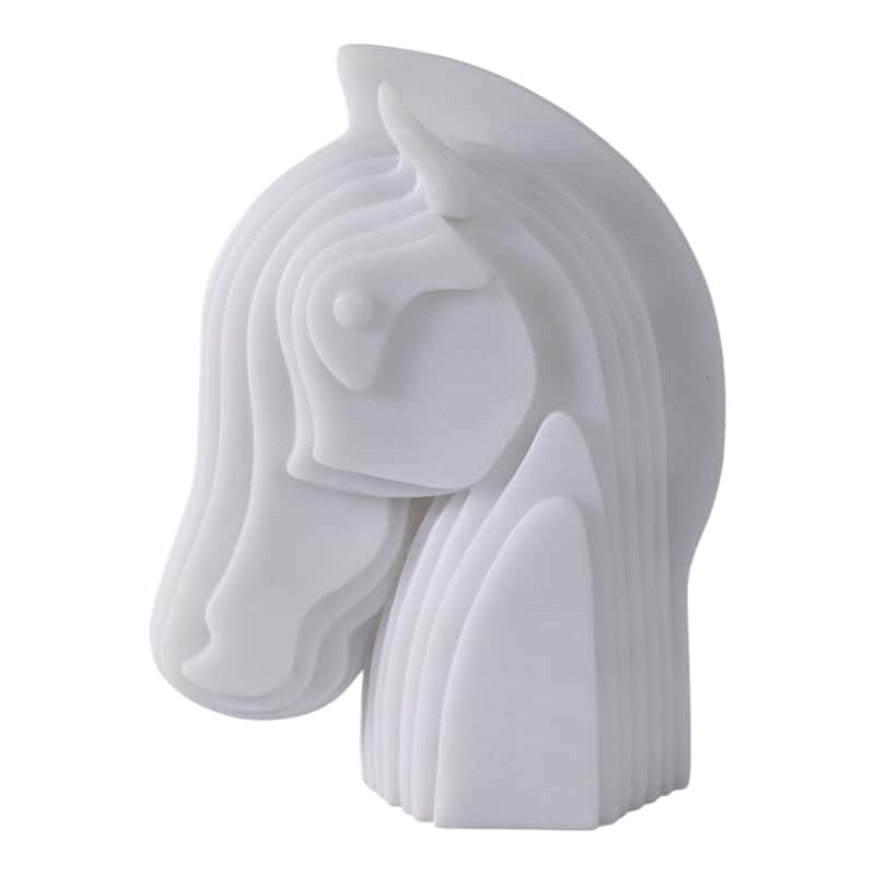 Resin Sculpture Layered Modern Horse Bust Design - 12" White - 9.5" x 5" x 12"