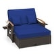 preview thumbnail 7 of 9, Patio Rattan Daybed Set with Cushioned Loveseat & Storage Ottoman Navy