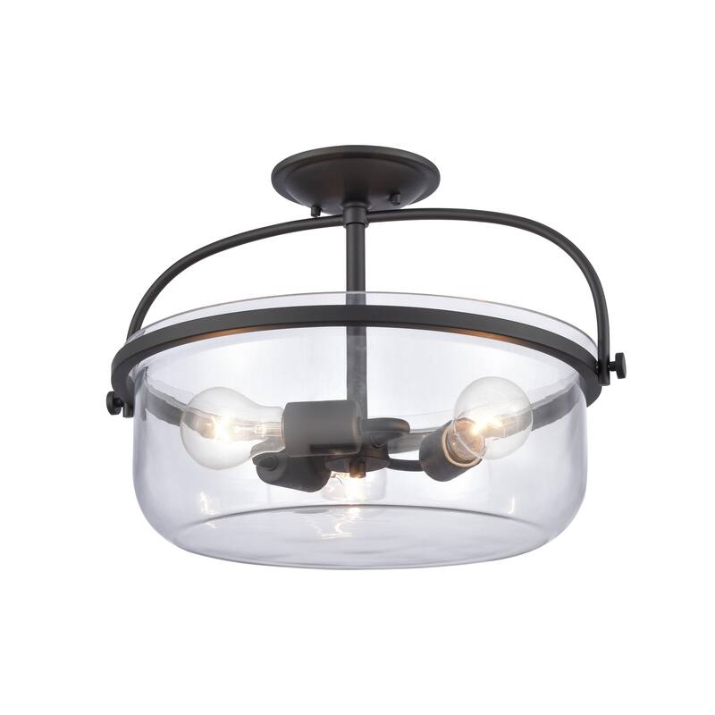 Elk Home Wentworth 17'' Wide 3-Light Semi Flush Mount - Matte Black