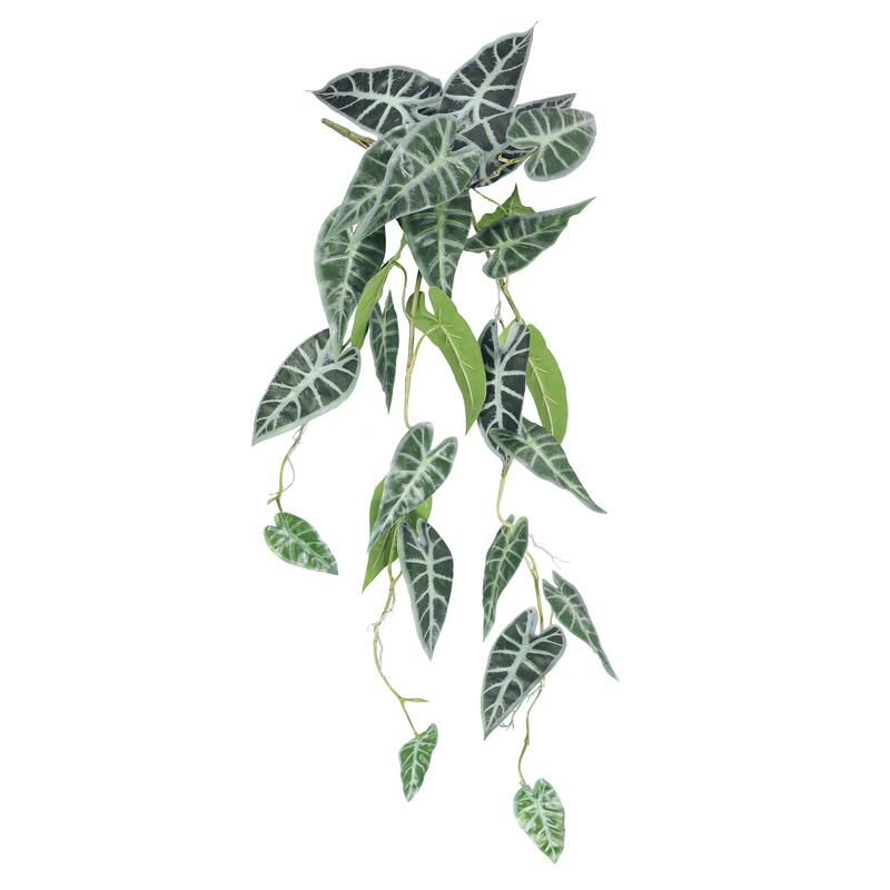 Variegated Artificial Alocasia Leaf Vine Hanging Plant Greenery Foliage Bush 36in - 36" L x 12" W x 6" DP