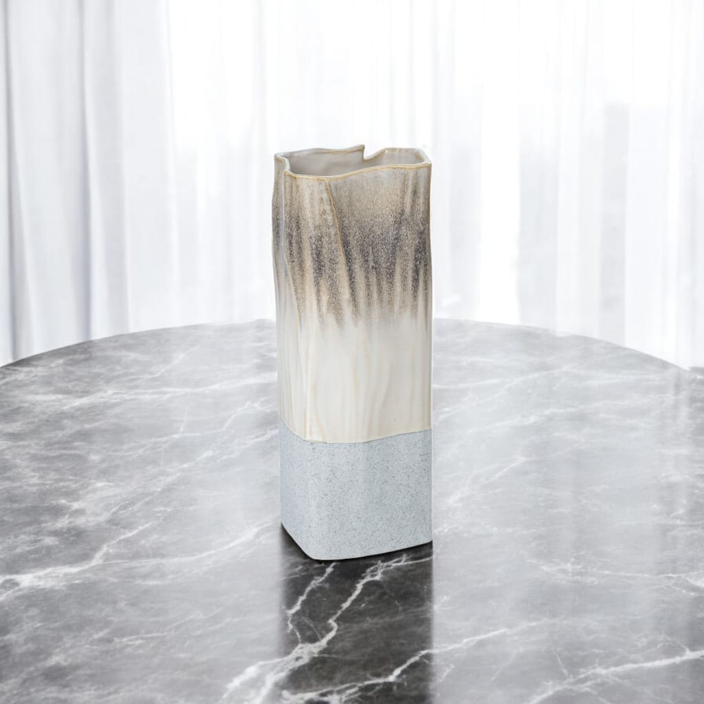 Brown Light Blue Ceramic Square Table Vase Home Decor
