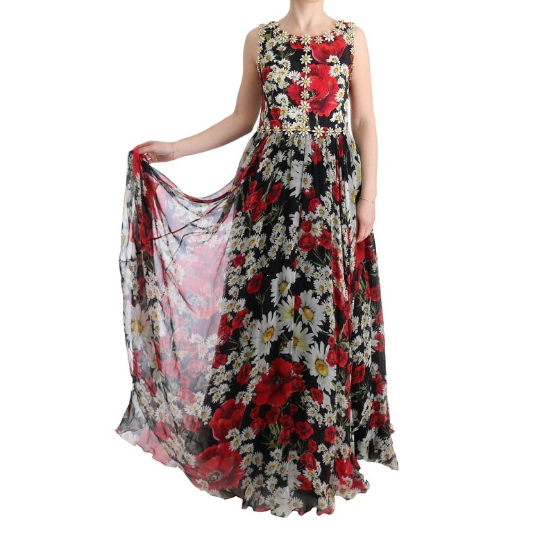 long silk floral dress