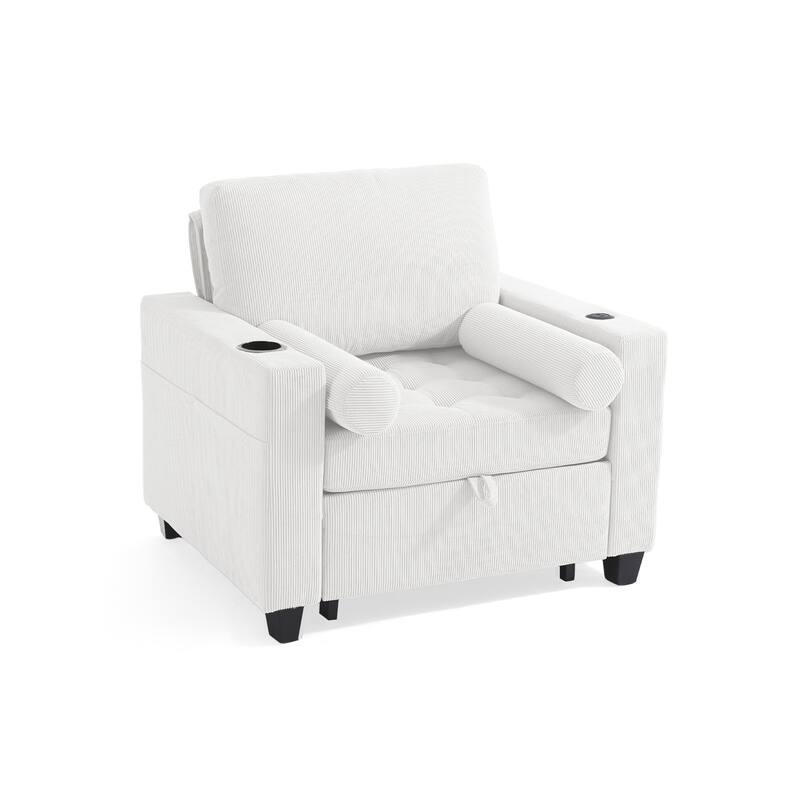 39" Adjustable Recline Convertible Sleeper Accent Chair with USB Port