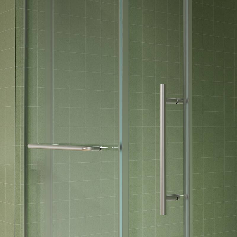 56"-60"W x 76"H Frameless Clear Tempered Glass Shower Enclosure