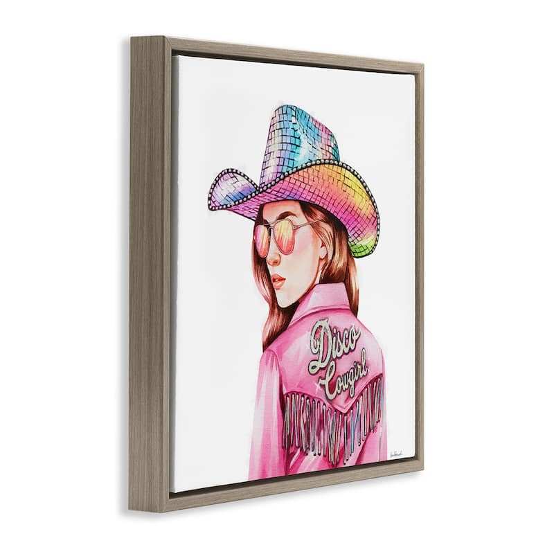 Stupell Pink Disco Cowgirl Framed Floater Canvas Wall Art Design By Amanda Greenwood