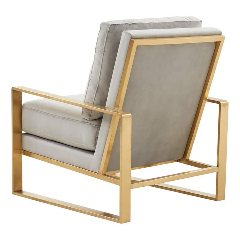 Jefferson Modern Velvet Accent Chair with Brushed Gold Frame, Removable Cushions, and Floor Protectors for Living Room or Office