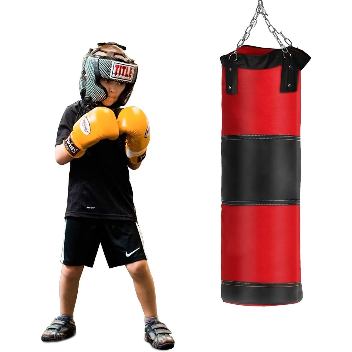 Punching Bag Hanging Boxing Bag Empty with Chain for Fitness