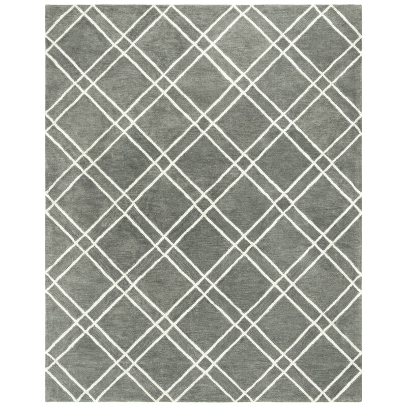SAFAVIEH Handmade Himalaya Beadwork Modern Wool Rug - 10' x 14' - Dark Grey/Ivory