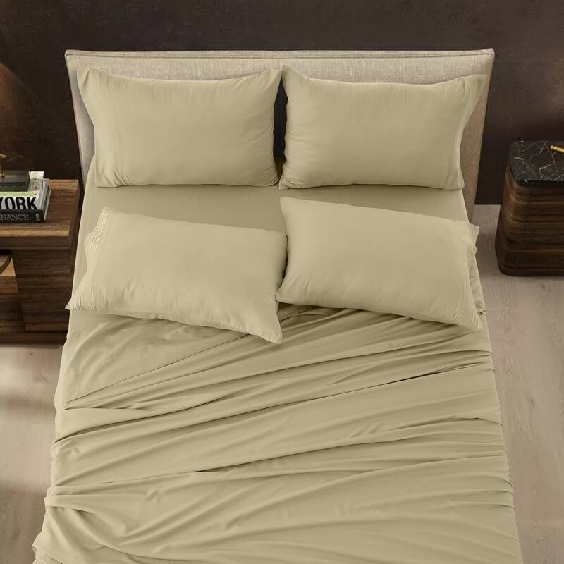 6 Piece Bed Sheet Set Deep Pocket Ultra Soft Microfiber Bedding Sheets