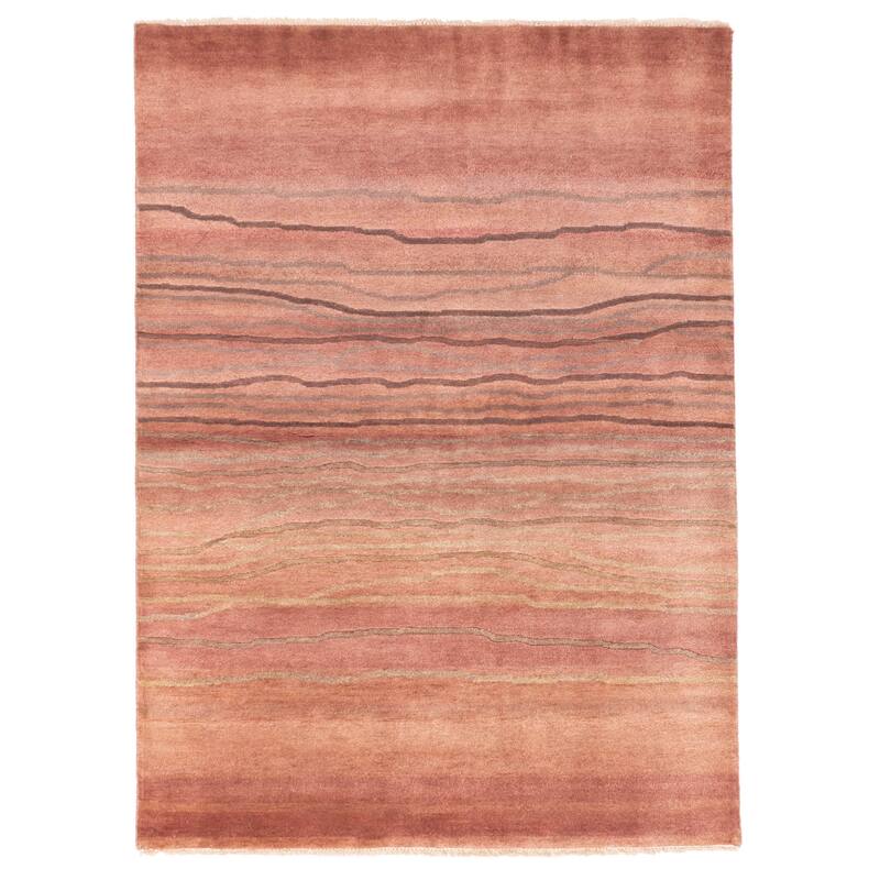 ECARPETGALLERY Hand-knotted Peshawar Ziegler Salmon Wool Rug - 5'0 x 6'10