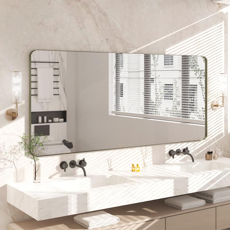 QuivaraView Rectangular Aluminum Framed Bathroom Vanity Mirror - 72" x 32" - Bronze