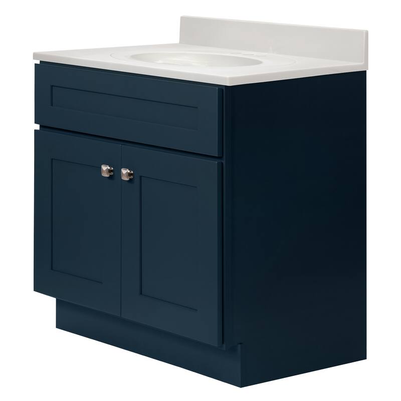 Brookings 31 Inch Assembled Bath Vanity with Ivory Swirl Top