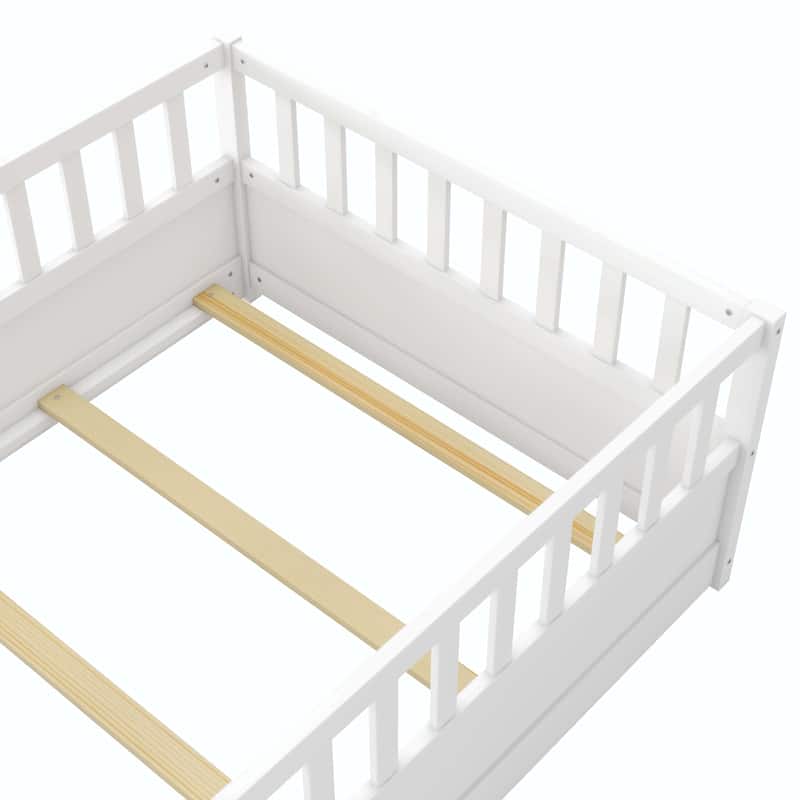 Twin Size Floor bed with super high security barrier For children