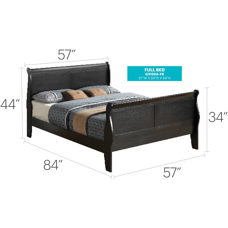 Black Full Bed with Durable Transitional Frame, Sleek Finish and Stylish Design for Comfortable Modern Bedrooms