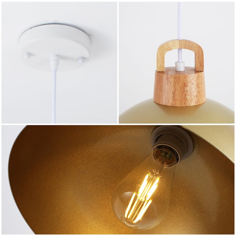 (Set of 3) Modern Semi Flush Mount Chandelier, Industrial 1-Light Pendant Lights with Dome Shape for Dining Room Kitchen Island