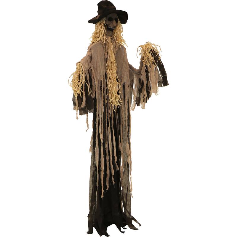 Haunted Hill Farm 6-Ft. Standing Scarecrow, Indoor or Covered Outdoor Halloween Decoration, Poseable, The Hunter