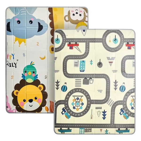 slide 2 of 10, Multi Color Foam Foldable Baby Play Crawling Mat with Raised Letters and Anti-Slip Texture - 71” L x 55” W