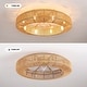 preview thumbnail 8 of 17, Boho Smart Gold Rattan Caged Drum Flush Mount Ceiling Fan