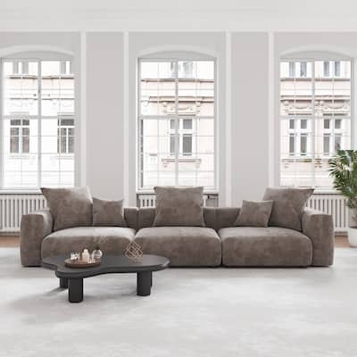 141.73" Corduroy Modular Sectional Sofa with Thick Cushion, Convertible Couch Deep Seat Couches for Living Room Sofa Sets