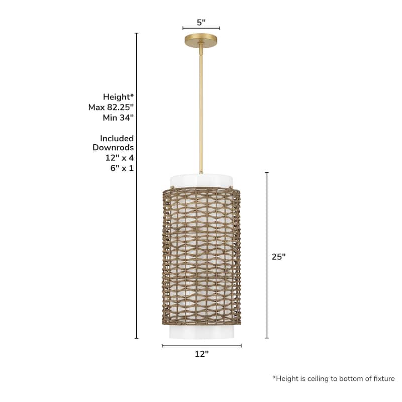 Hunter Laila Luxe Gold with Cased White Glass 1 Light Pendant Ceiling Light Fixture