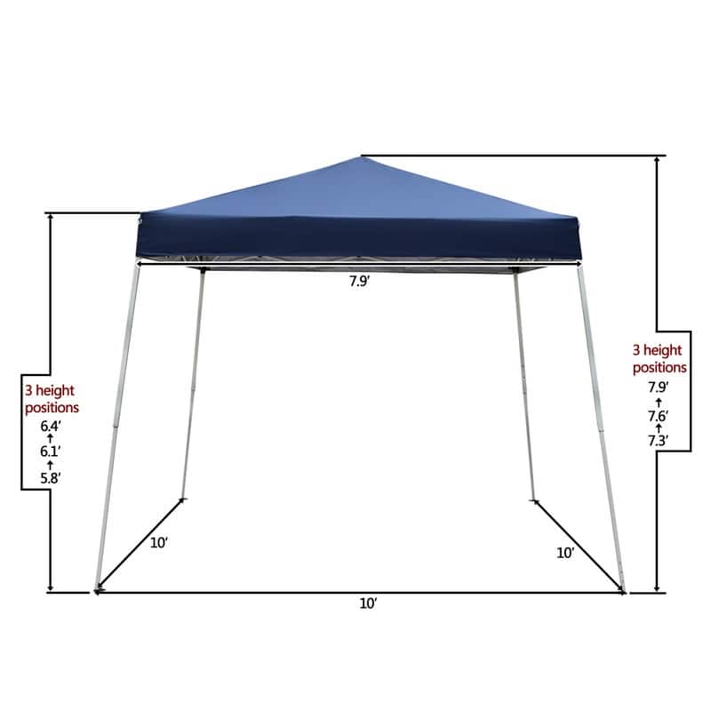 Camping Beach Gazebo Party Folding Sunshade Pop up Canopy Tent - Top 8x8 Ft-Blue - Down 10x10 Ft