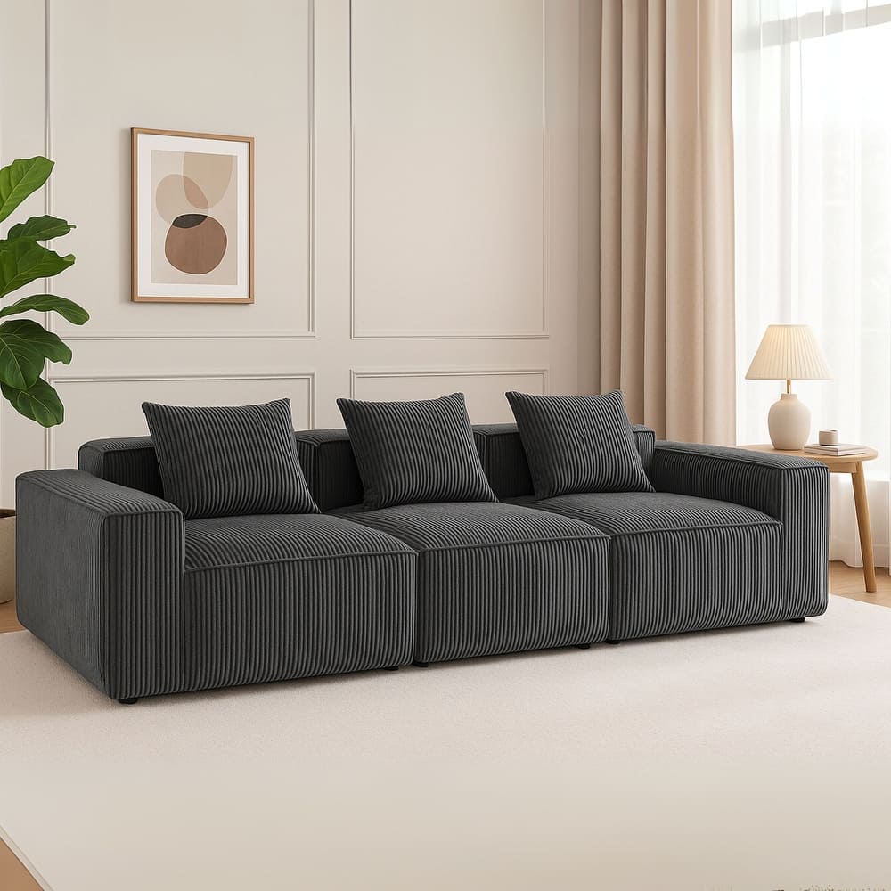 GDFStudio - Solaro Multi-Person Modular Compression Sofa with Distinct Textures and Corduroy Comfort