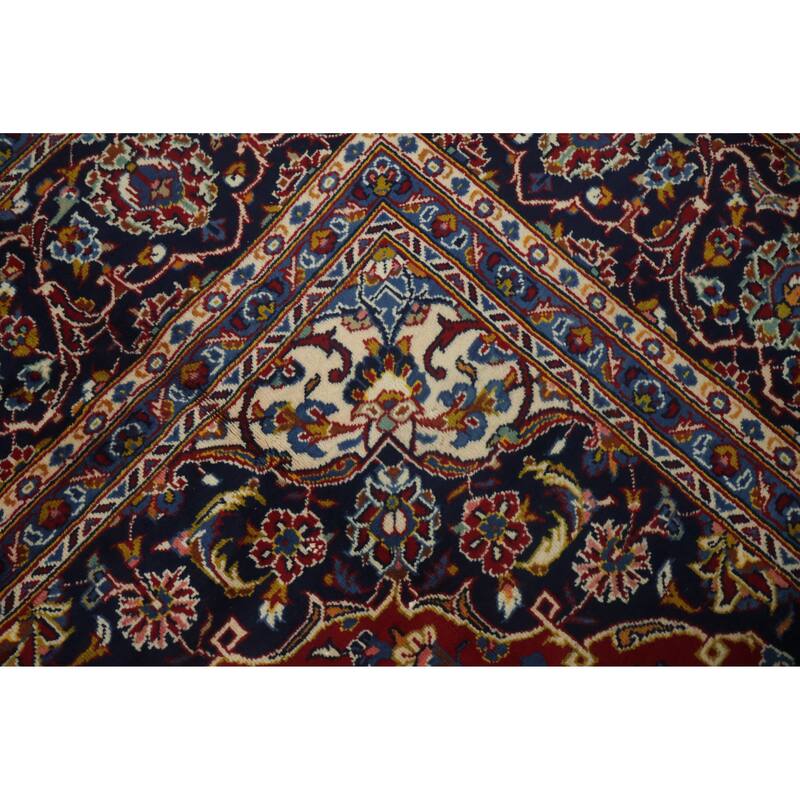 Hand Knotted Oriental 100% Wool Carpet Traditional Floral Red Kashan Area Rug - 12' 6'' X 8' 6''