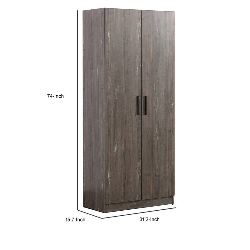 Jiaa Shoe Cabinet with 6 Shelves, 2 Doors, Stable Plinth Base, Rustic Gray