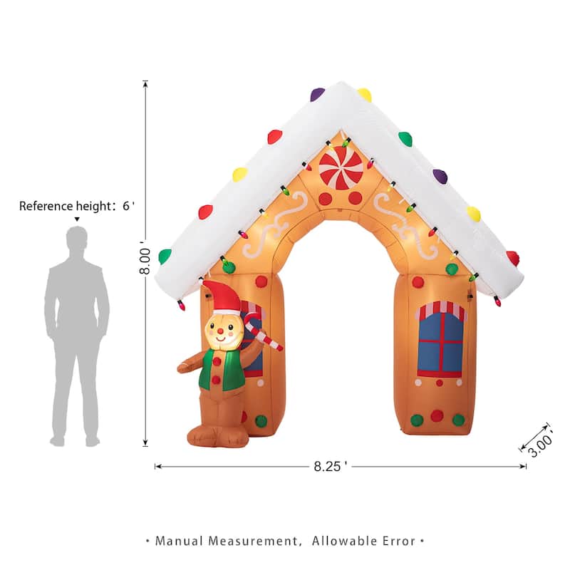 Glitzhome 8FT Lighted Gingerbread House Inflatable Decor