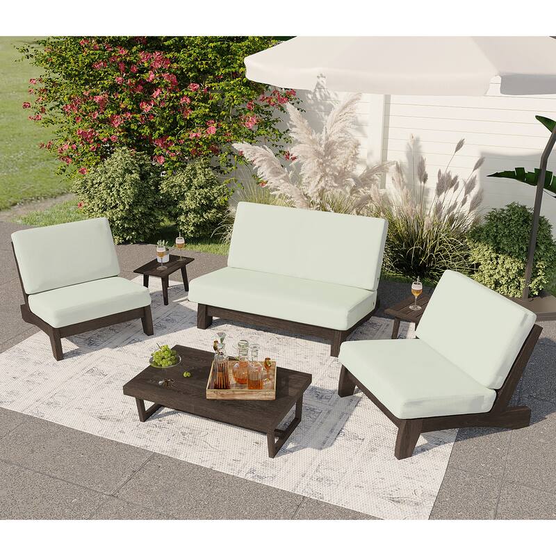 6-Piece Patio Set Solid Wooden Outdoor Sofa
