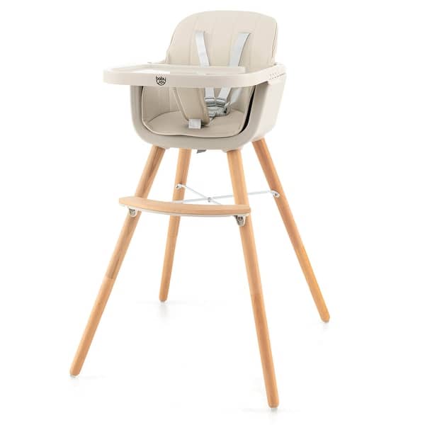 slide 2 of 26, Babyjoy 3 in 1 Convertible Wooden High Chair Baby Toddler Highchair w/ - 20.5" x 21.5" x 36" Beige