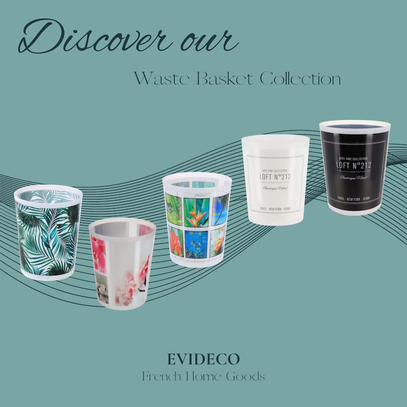 Island Waste Basket 4.5L Decorative Plastic Trash Can for Home or Office - 9.4" H x 7.8" W x 6.2" L