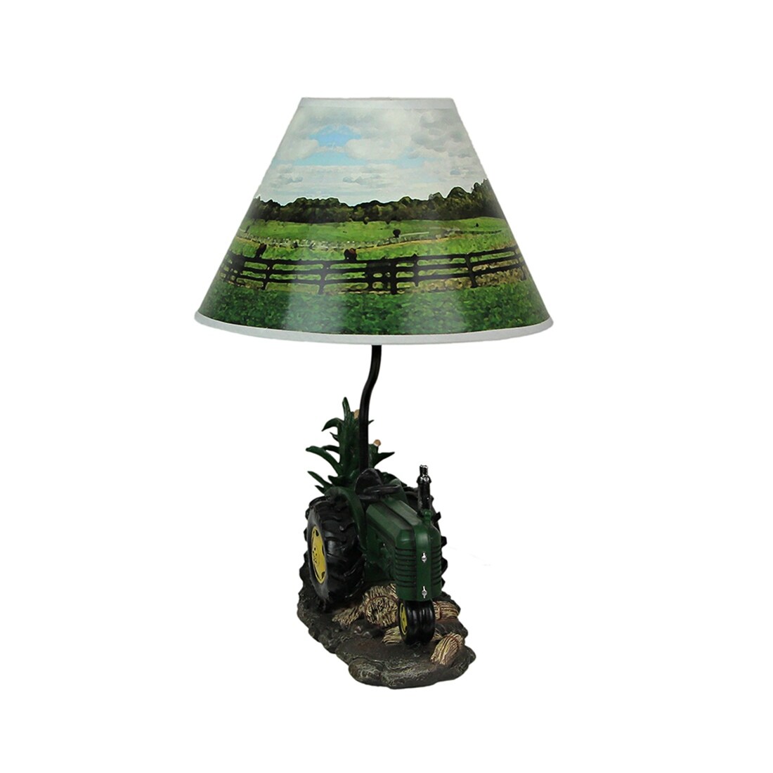 Zeckos 19 Inch Green Farm Tractor Table Lamp Farmhouse Decor - 19