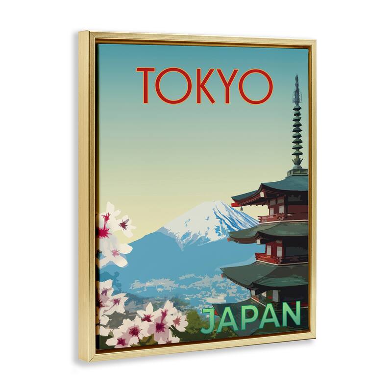 Stupell Vintage Tokyo Scenery Framed Floater Canvas Wall Art Design By Victoria Barnes