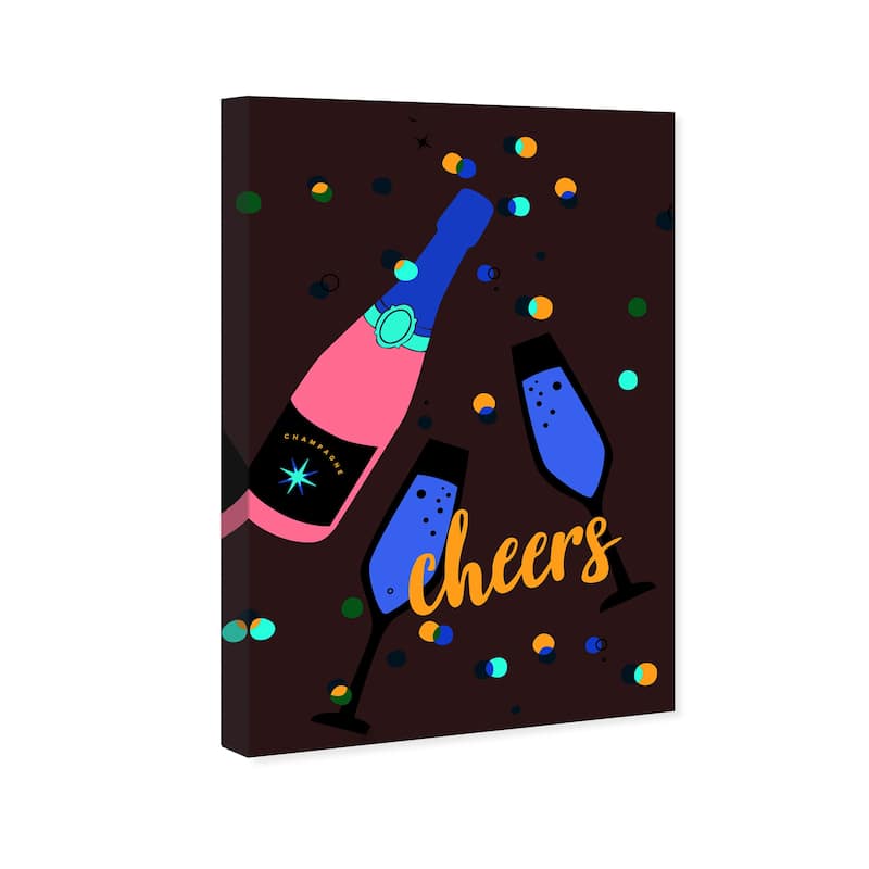 Wynwood Studio Canvas Drinks and Spirits First Cheers Blue and Modern & Contemporary Wall Art Canvas Print