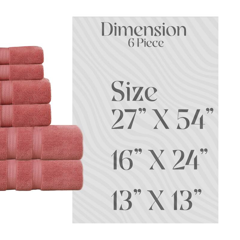 Home Weavers Elegance Essentials 550GSM Cotton Zero Twist Super Absorbent Bath Towel Set of 6