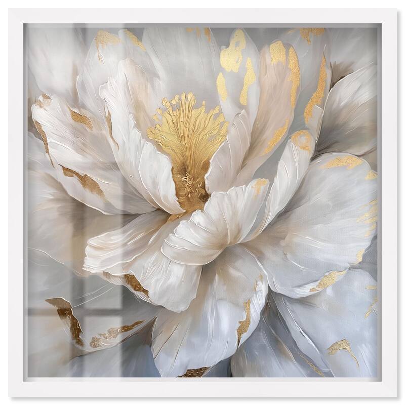 Golden Veins of Grace Shadowbox by Art Remedy - White - 12" x 12"