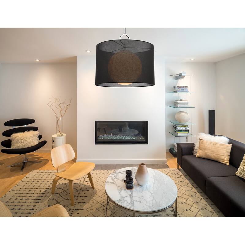 Arosia 1 Light 24 inch Chrome + Black Pendant Light