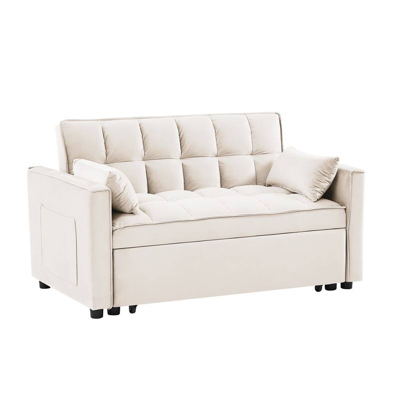 Modern Velvet 3-in-1 Convertible Sofa Bed
