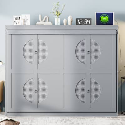 Foldable Murphy Bed Wall Bed Cabinet with USB Ports and Outlets
