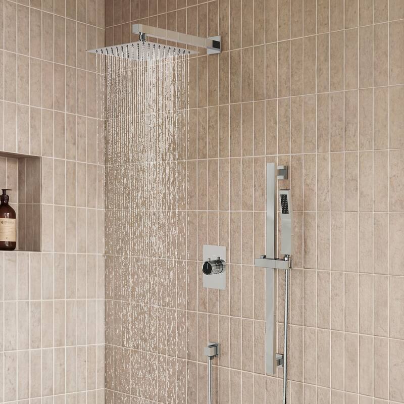 Slide Bar High-Pressure Balancing Shower System 10" Rainfall Shower Head with Handheld Shower