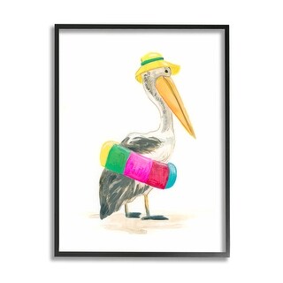 Stupell Pelican & Beach Tube Framed Giclee Art Design by June Erica ...