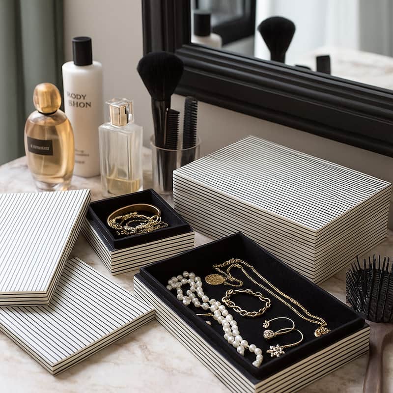 Decorative Box with Lid - Set of 3, 10", 11", 12", White - 12.0"